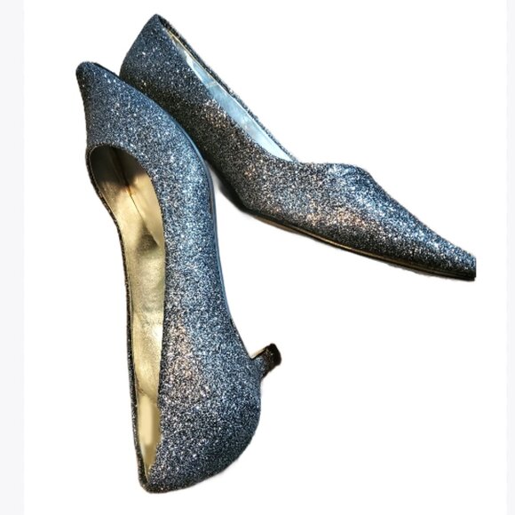 Caparros Women's Silver Glitter Comfort Point Toe Heels Size 7.5 - Picture 3 of 7